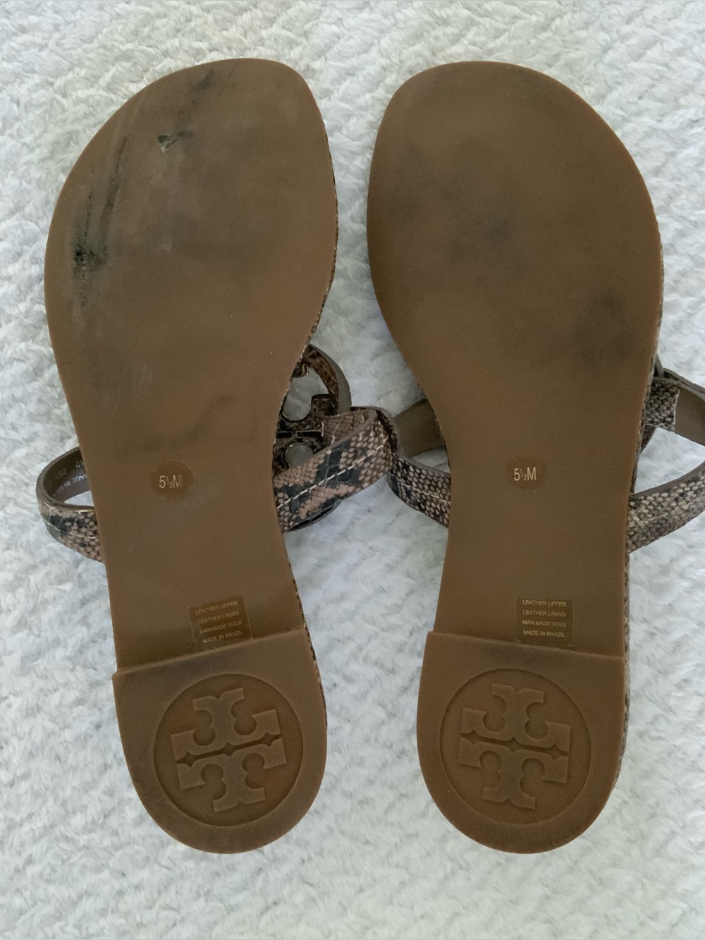 Tory Burch Miller Snake Embossed Leather Sandals - Picture 12 of 12